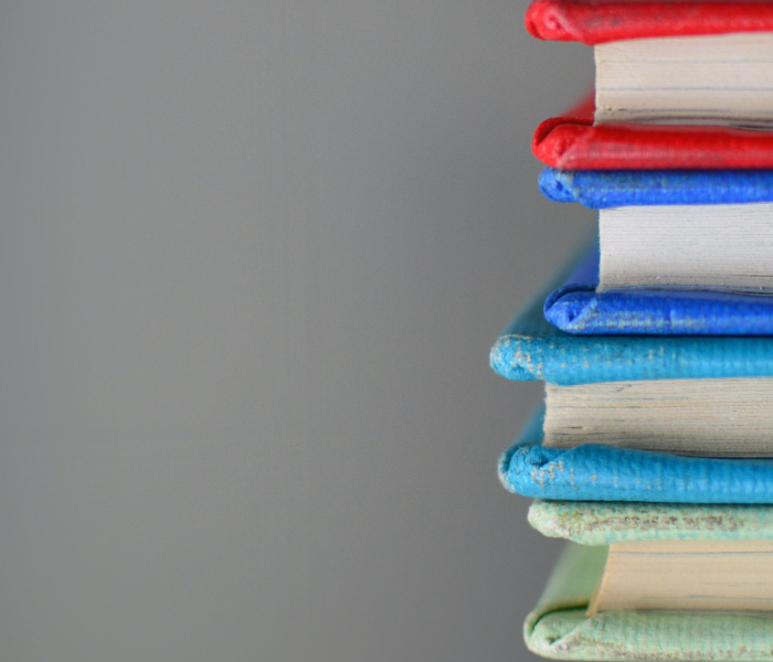 Textbooks in bright colors