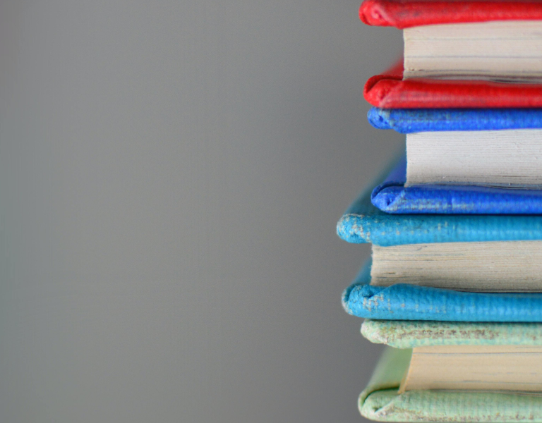 Textbooks in bright colors